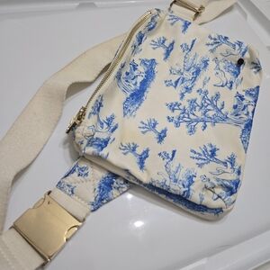 State Feminist Blue and Cream Printed Bag